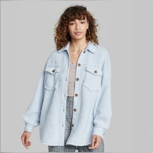 Women Light Blue Sherpa Jacket